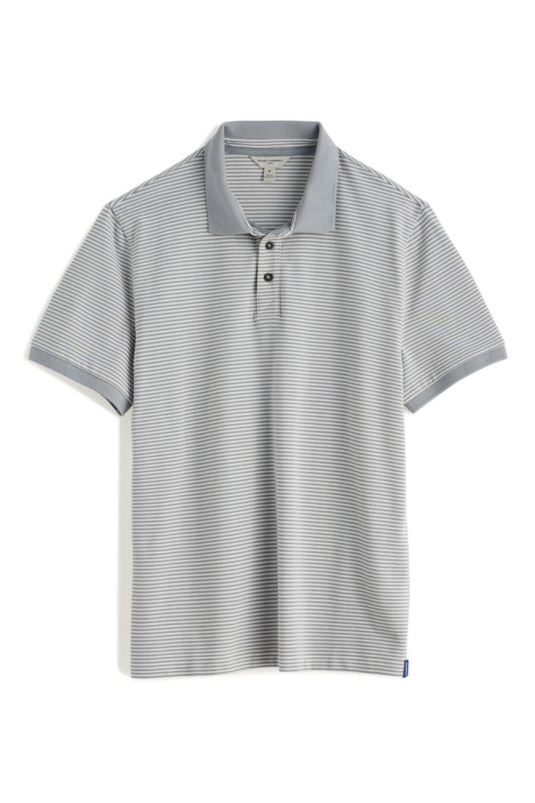 Balefire Striped Organic Cotton Polo, Alternate, color, WOAD QUARRY