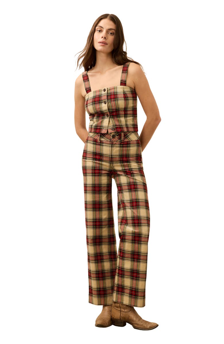 Faherty High Ridge Plaid Organic Cotton Corduroy Bustier, Alternate, color, Winterstone Plaid
