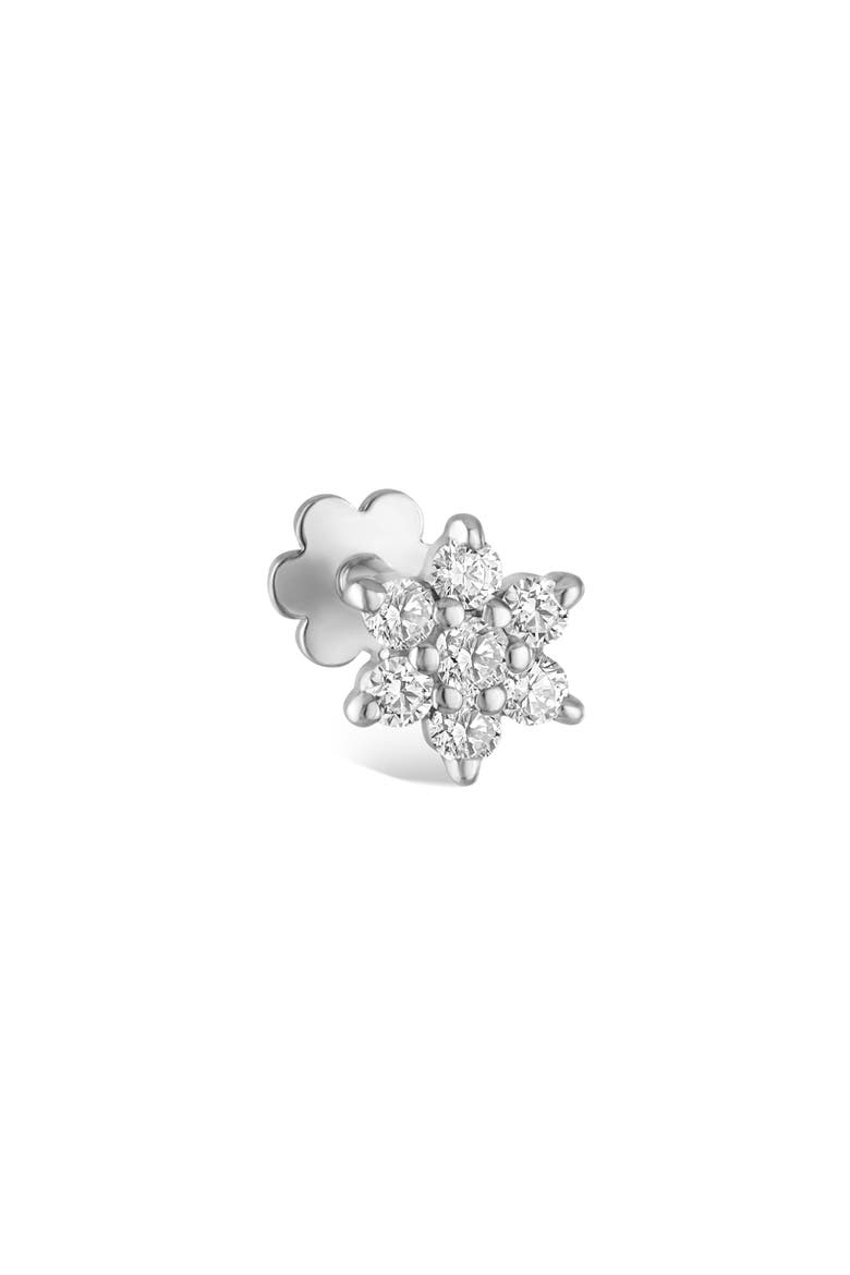 Diamond Flower Threaded Stud Earring, Main, color, WHITE GOLD
