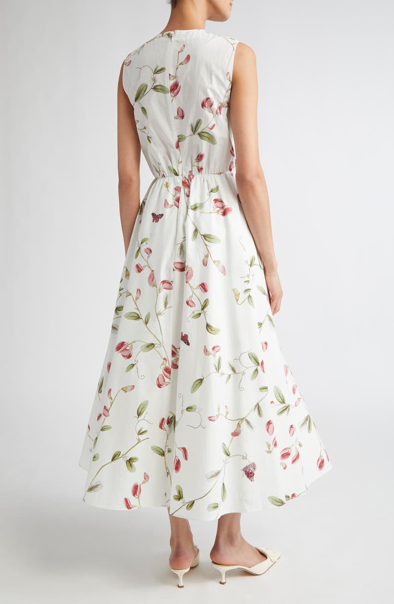 Giambattista Valli Tulip Print Sleeveless Cotton Poplin Dress, Alternate, color, Ivory/ Multi