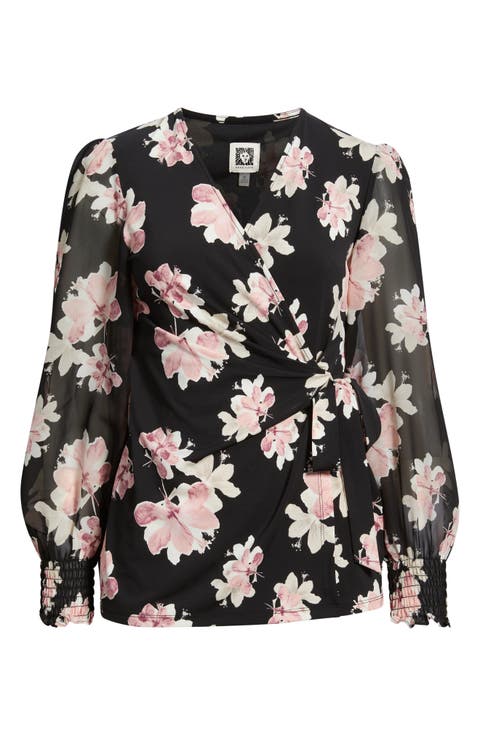 Floral Print Wrap Top