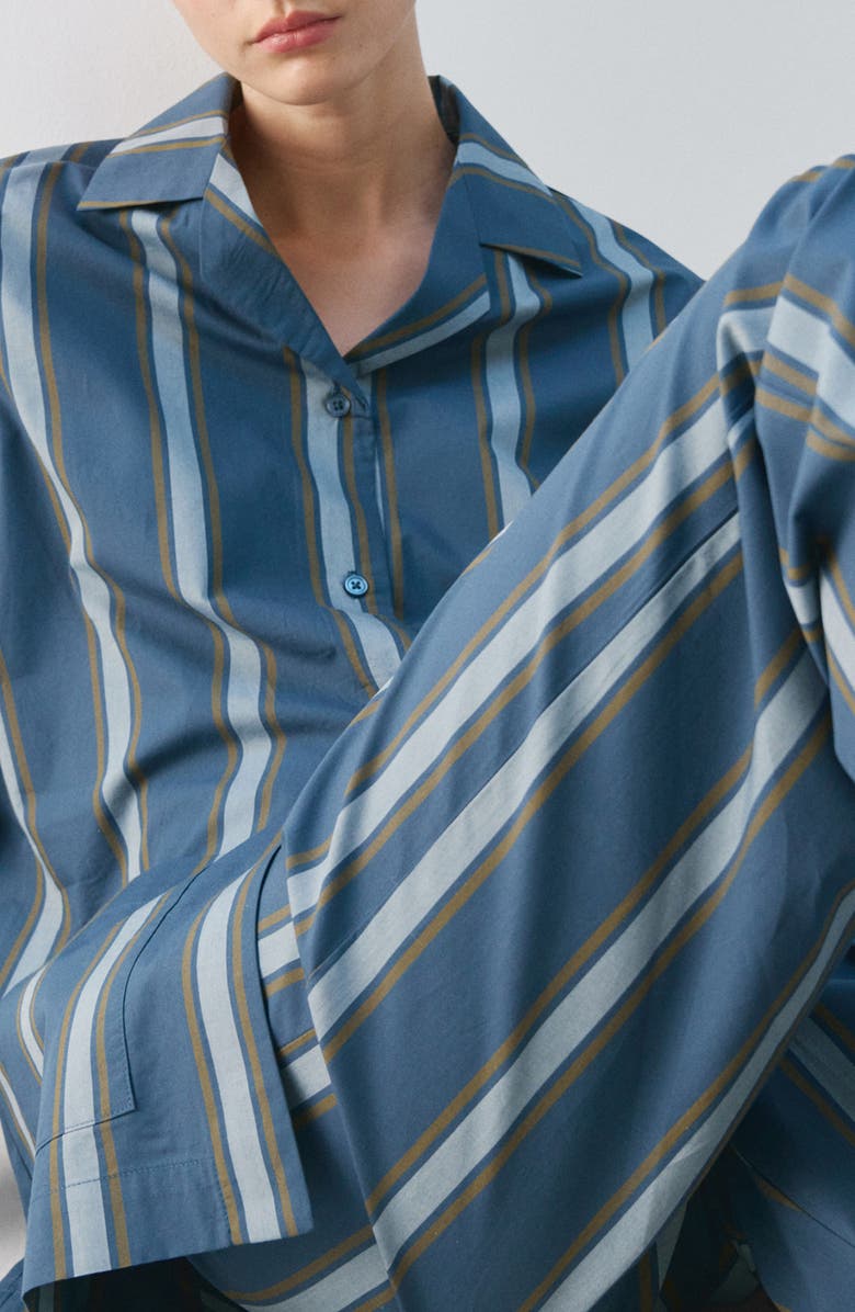 MANGO Stripe Cotton Pajama Pants, Alternate, color, Turquoise