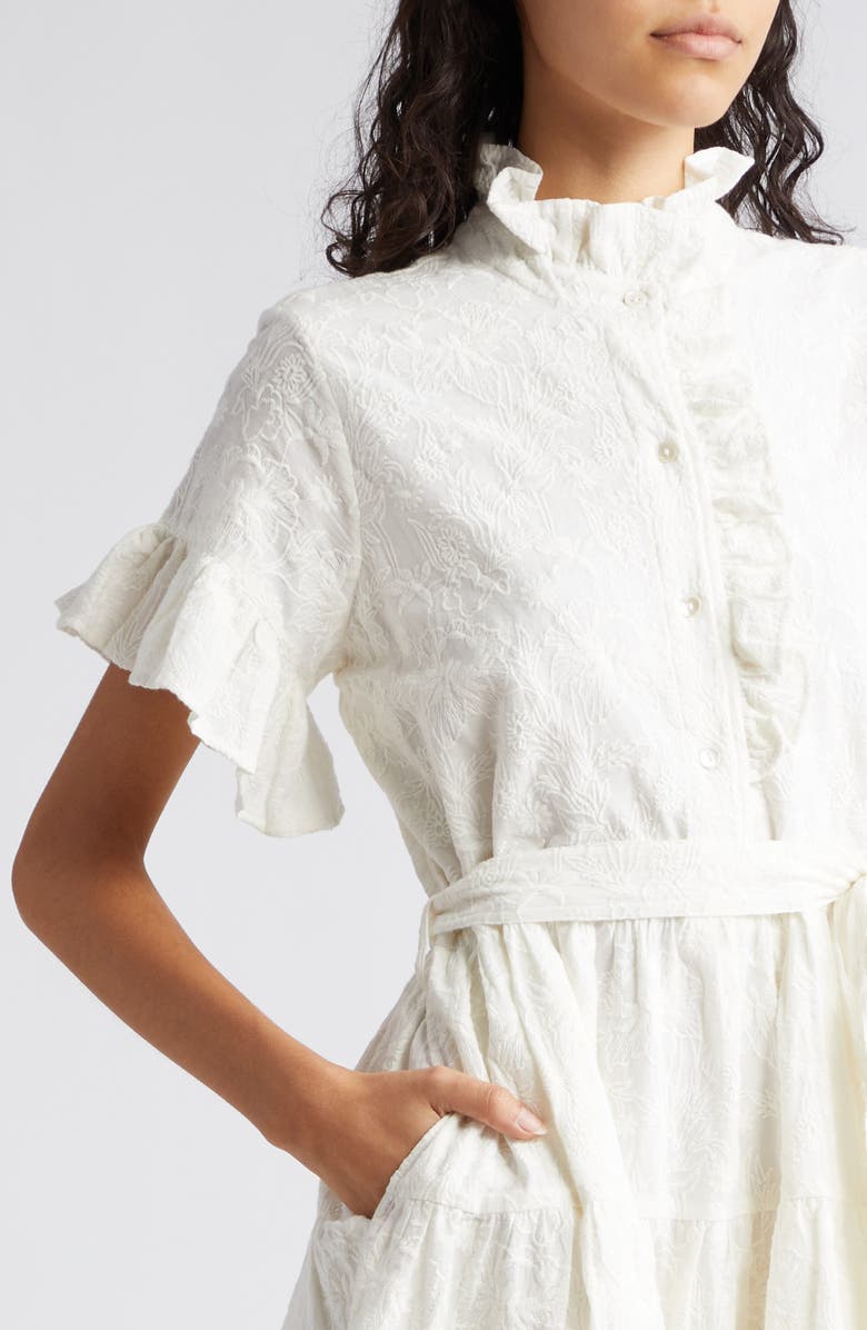 MILLE Violetta Ruffle Tie Waist Dress, Alternate, color, Garden Embroidery