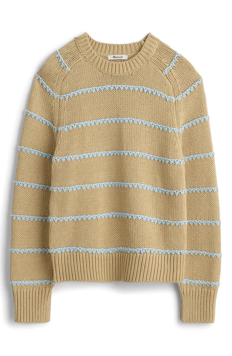 Madewell Stripe Textured Cotton Sweater, Alternate, color, Pale Blue