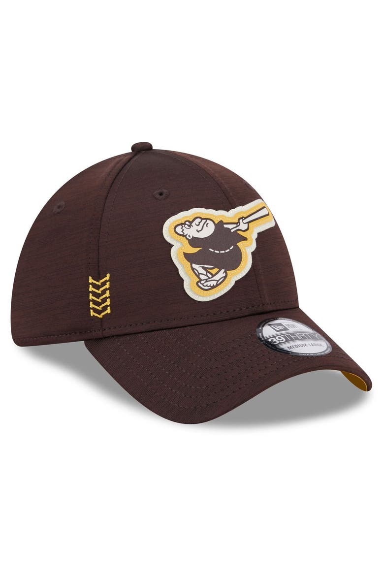 Men's New Era  Brown San Diego Padres 2024 Clubhouse 39THIRTY Flex Fit Hat, Alternate, color, Brown