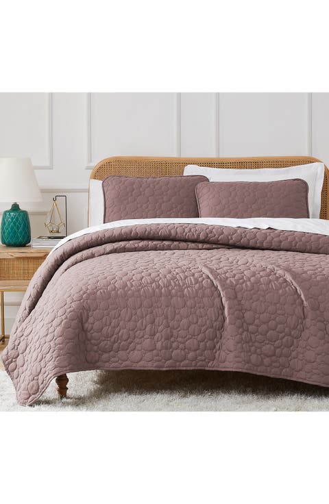 Pebble Embroidered Microfiber Oversize Quilt Set