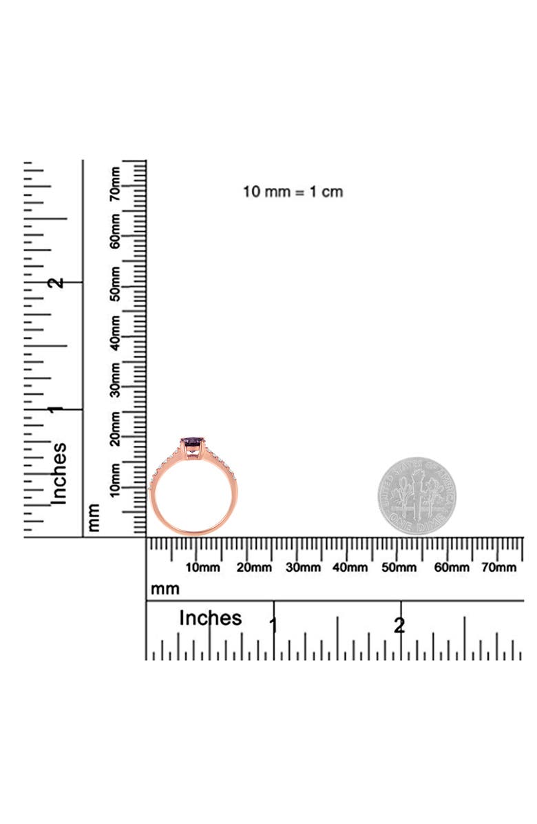 Haus of Brilliance 10K Rose Gold 1/4 Cttw Diamond and Amethyst Gemstone Halo Ring, Alternate, color, Purple Amethyst