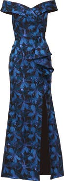 スーツ・フォーマル・ドレス poppy flower jacquard off shoulder dress poppy flower jacquard off shoulder dress