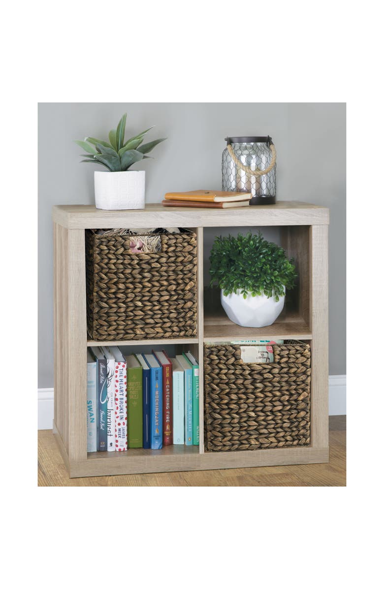 mDesign Hyacinth Woven Cube Bin Basket Organizer, Alternate, color, Black Wash