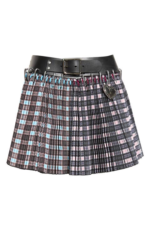 Plugged Carabiner Pleated Miniskirt