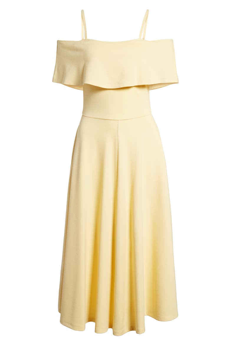 Cold Shoulder Midi Dress, Alternate, color, YELLOW CLOUD