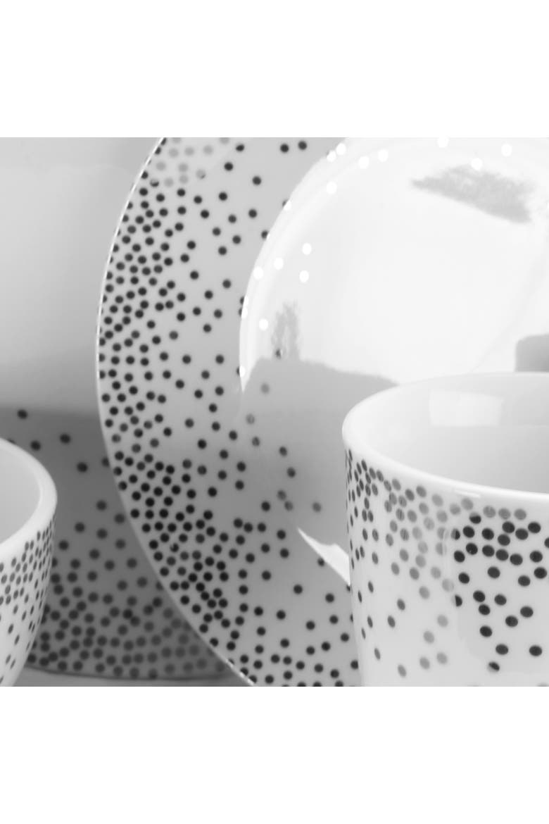 Platinum Dots 16 Piece Round Ceramic Dinnerware Set, Alternate, color, Silver