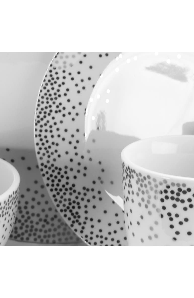 Gibson Platinum Dots 16 Piece Round Ceramic Dinnerware Set, Alternate, color, Silver