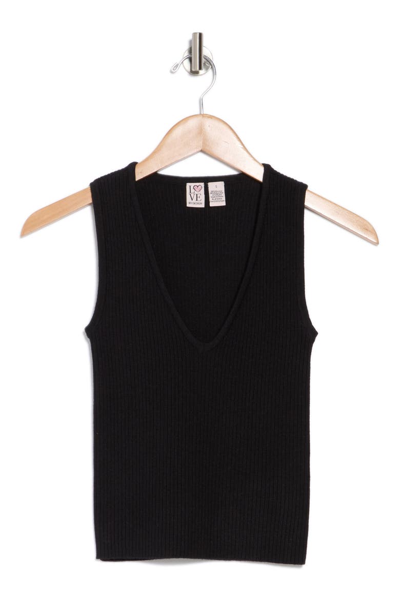 Sandy V-Neck Sweater Tank, Alternate, color, BLACK