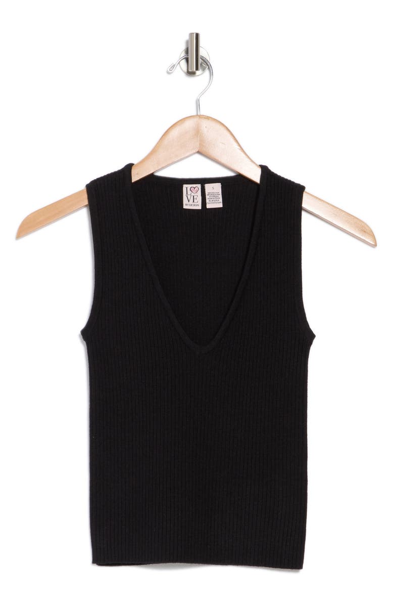 Love By Design Sandy V-Neck Sweater Tank, Alternate, color, Black