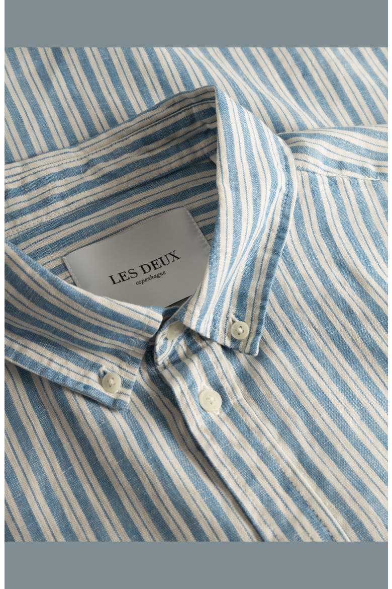 Kristian Linen Button-Up Shirt, Alternate, color, WASHED DENIM BLUE/ IVORY