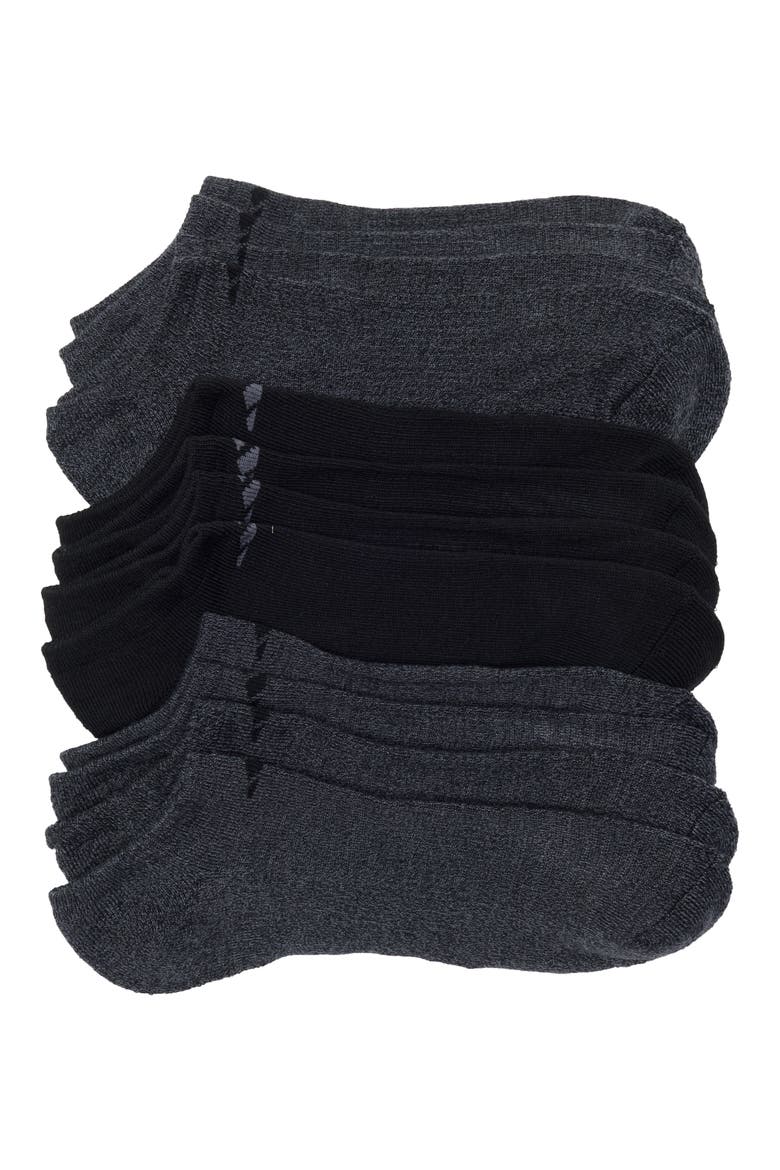 Superlite No Show Socks - Pack of 6, Main, color, BLACK - ONIX MARL/ BLACK/ ONIX