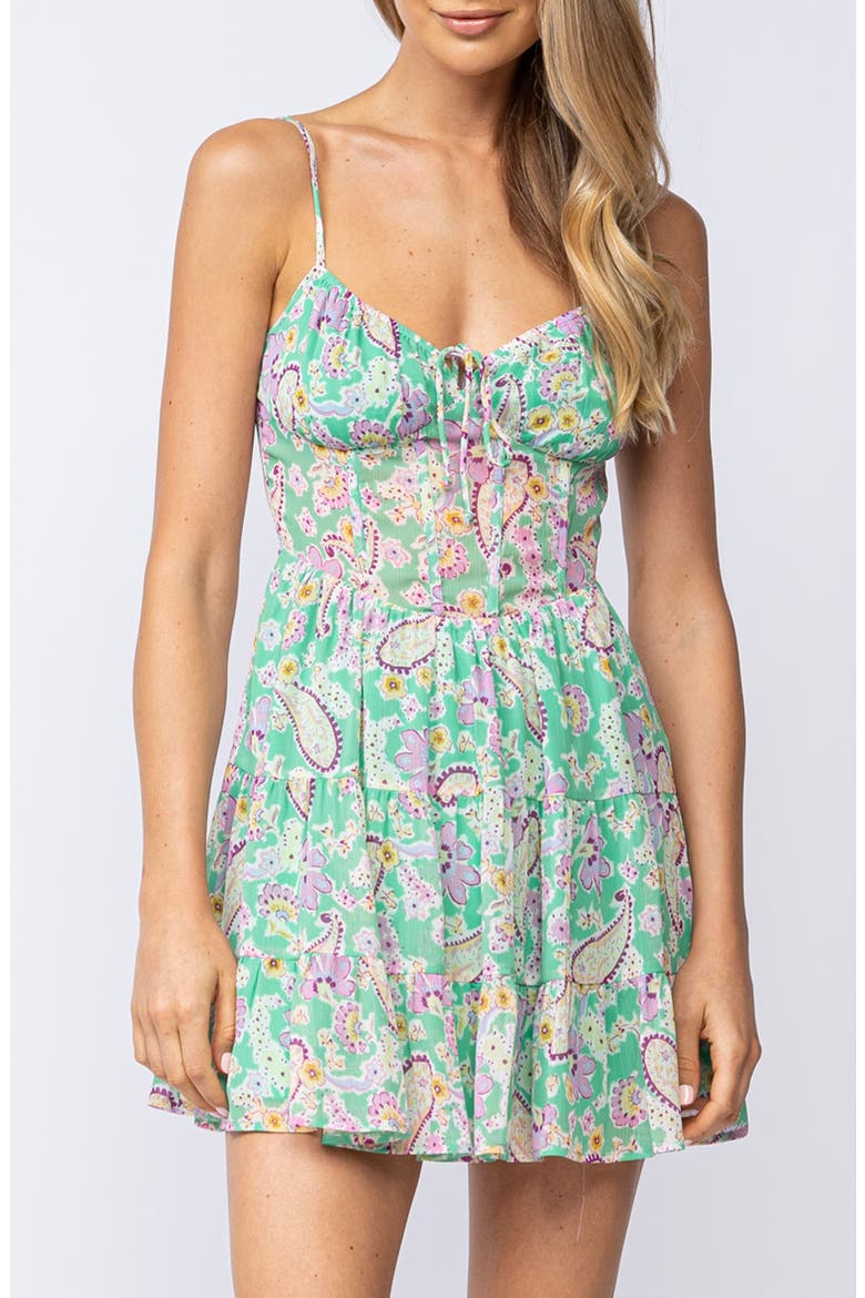 Corset Sleeveless Minidress, Alternate, color, GREEN