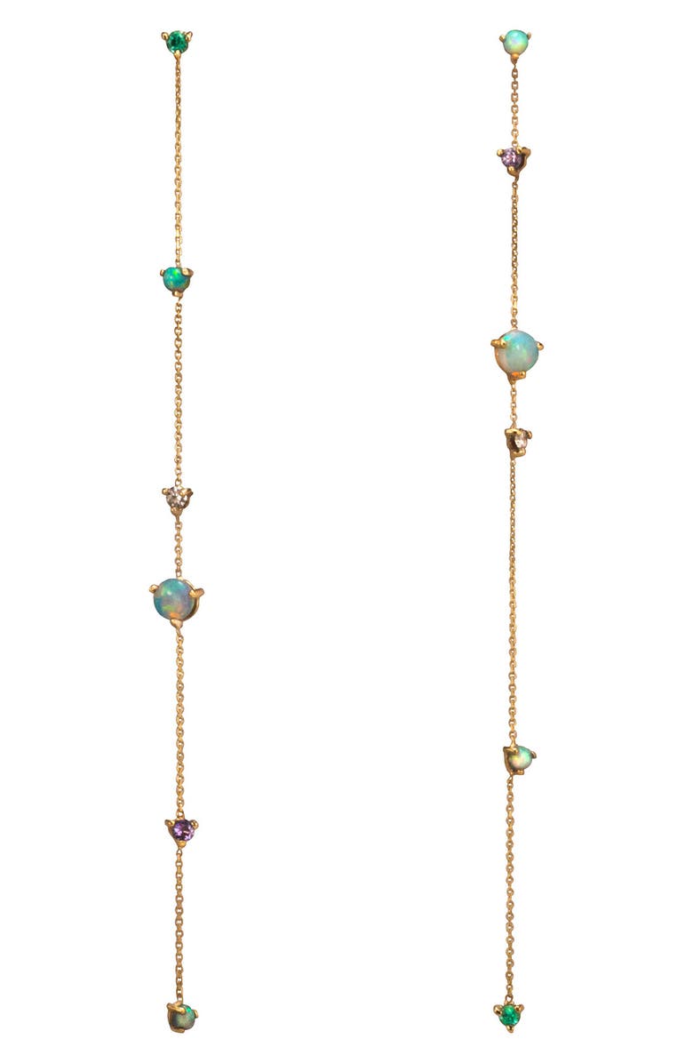 Wwake Opal & Diamond Linear Chain Earrings, Main, color, 