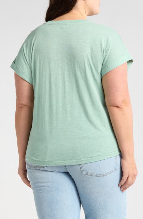 Wit & Wisdom Embroidered Eyelet Cap Sleeve T-shirt In Vintage Jade