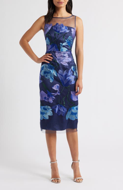 Eliza J Floral Embroidered Cocktail Dress In Blue