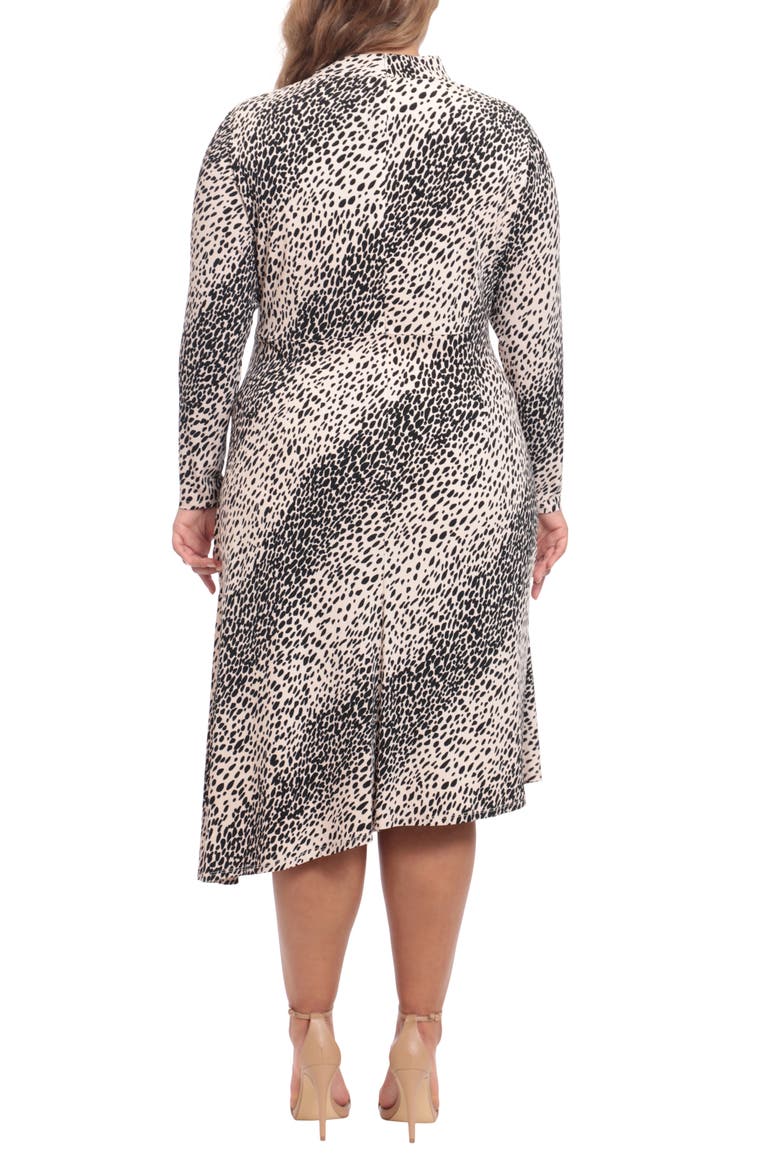 Draped Long Sleeve Midi Dress, Alternate, color, IVORY/ BLACK