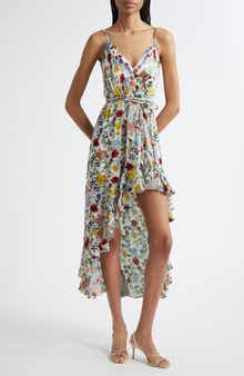 Alice + Olivia Tara Floral Ruffle Detail High-Low Dress