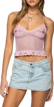 EDIKTED Quince Open Stitch Crop Top