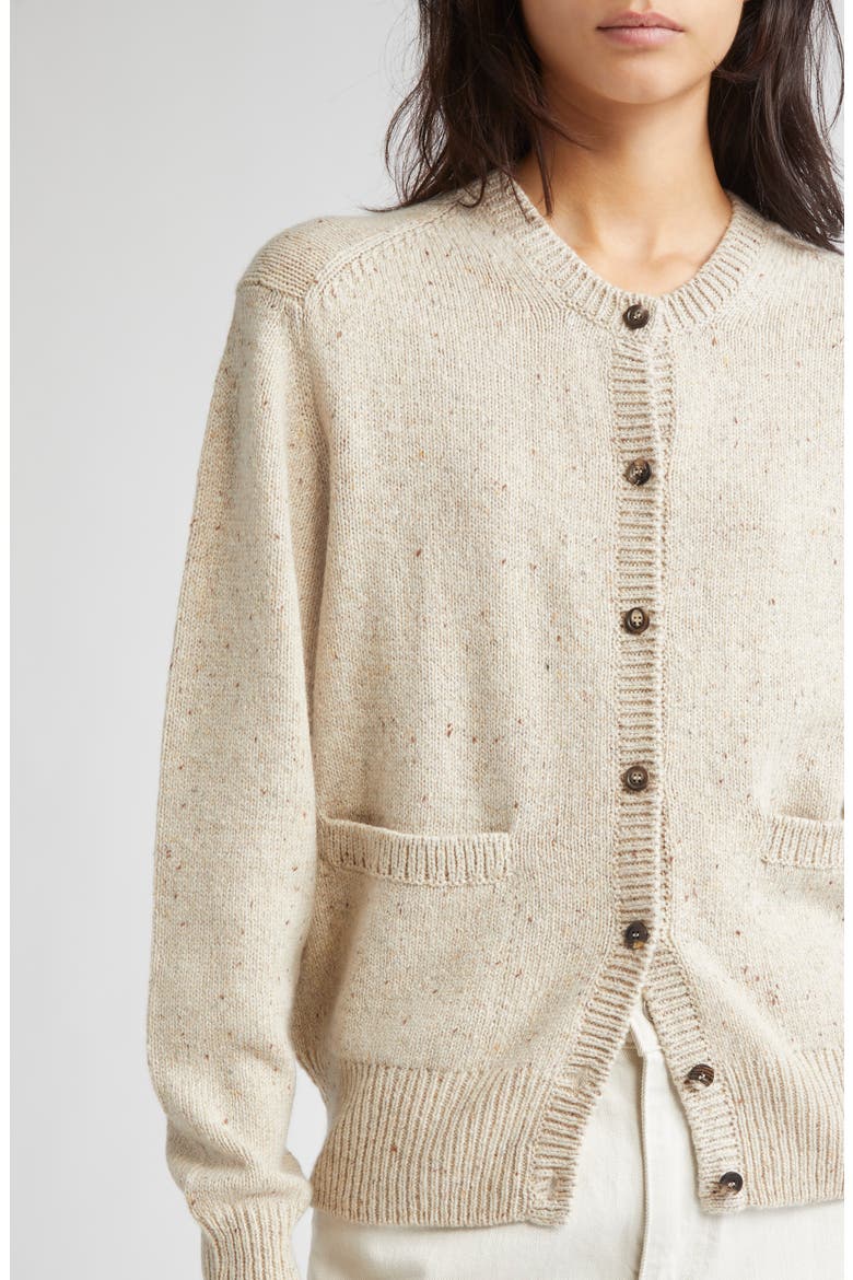 Donegal Cashmere Crewneck Cardigan, Alternate, color, CREAM DUN DONEGAL