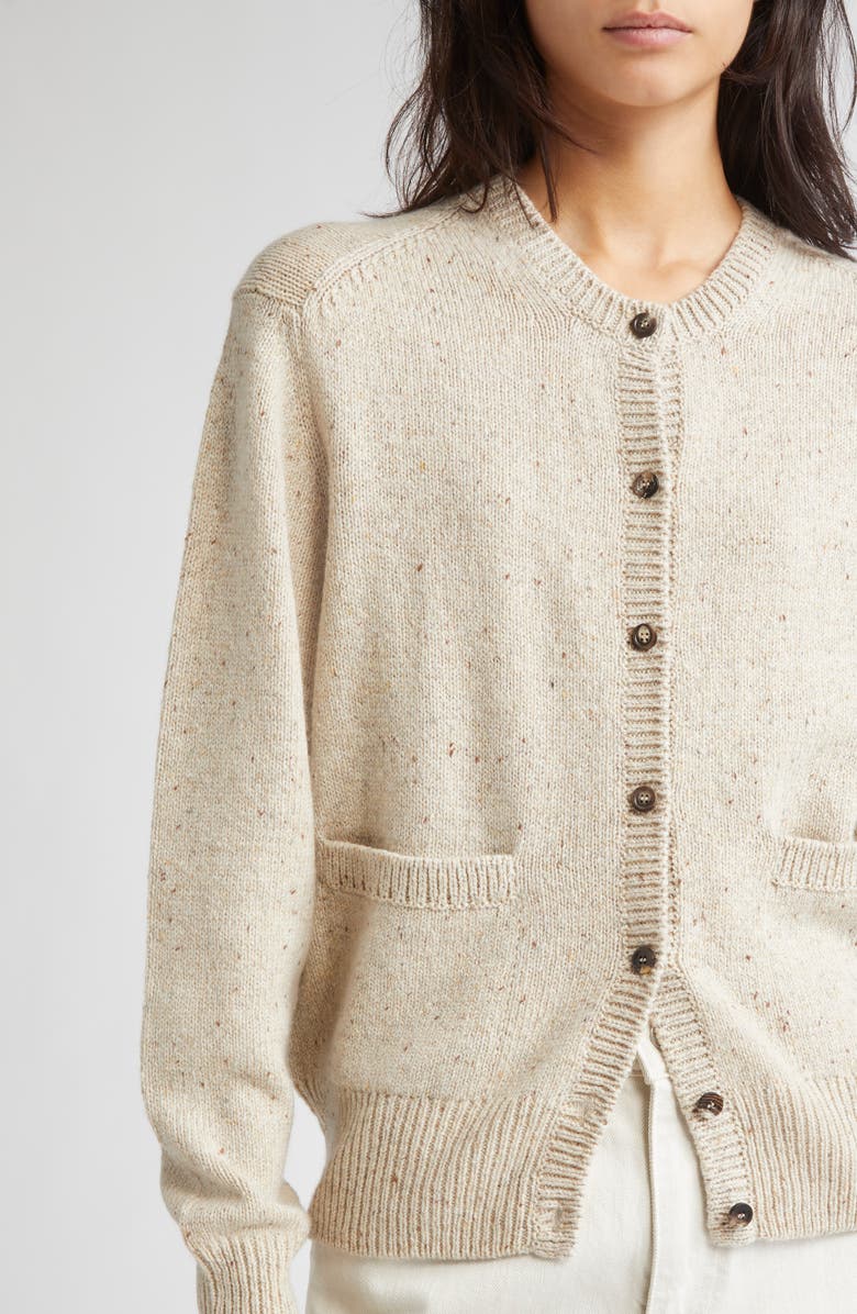 Johnstons of Elgin Donegal Cashmere Crewneck Cardigan, Alternate, color, Cream Dun Donegal