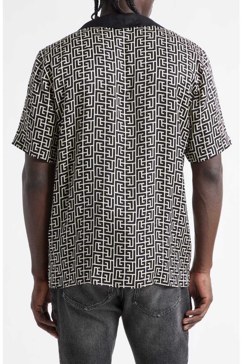Monogram Jacquard Camp Shirt, Alternate, color, IVORY/ BLACK