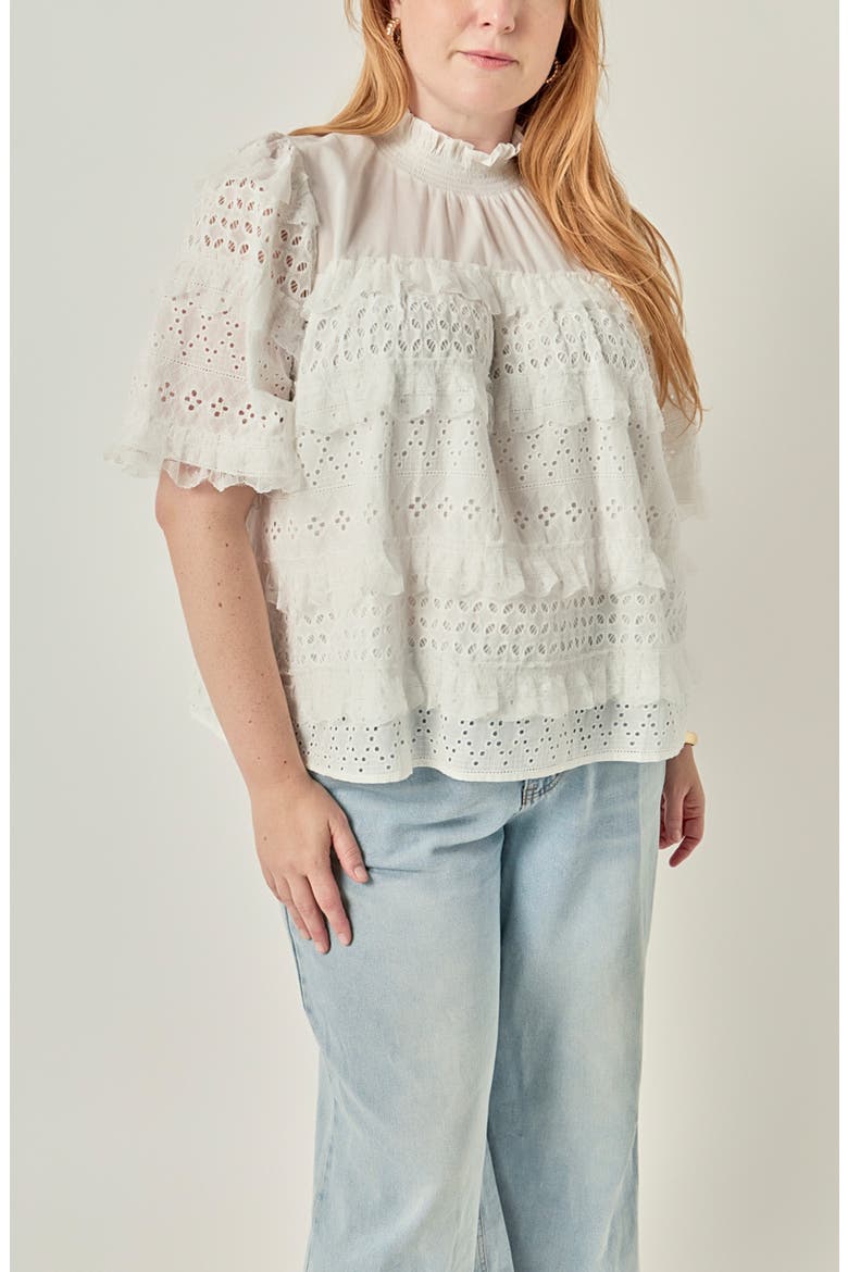 Lace Babydoll Top, Alternate, color, OFF WHITE