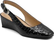 Adrienne Vittadini Pesky Croc Embossed Faux Leather Slingback Wedge Pump