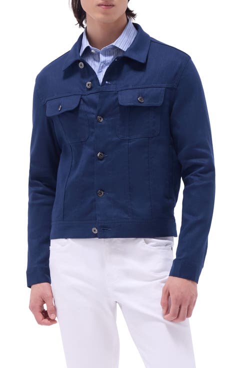 Stretch Linen & Cotton Trucker Jacket