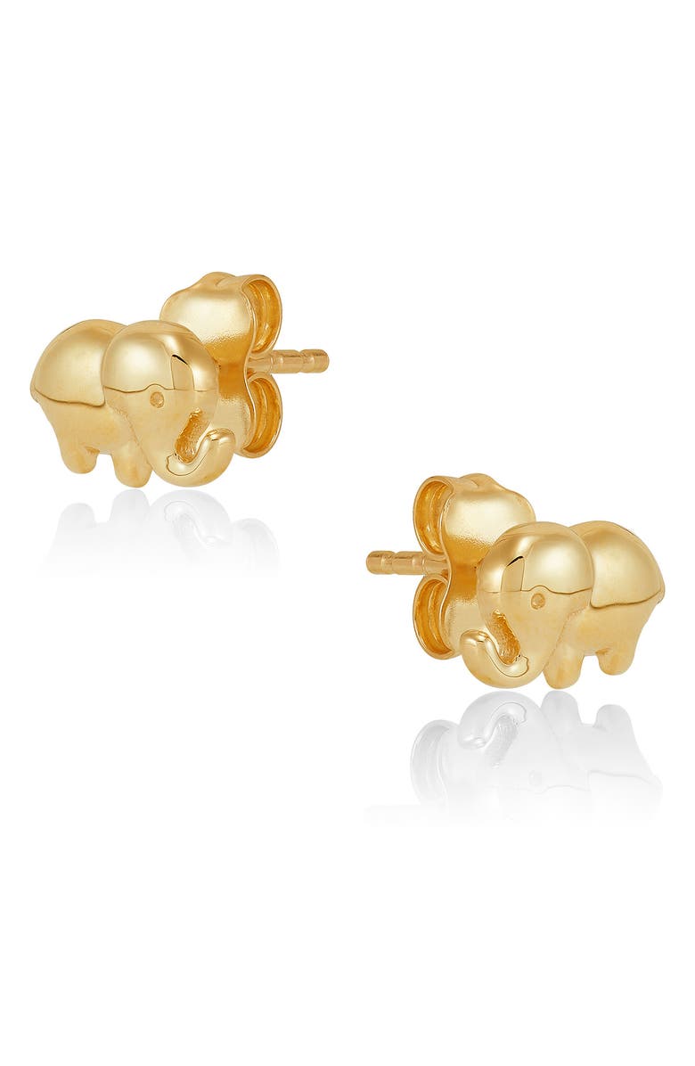 Frankie & Zoe Elephant Stud Earrings, Alternate, color, Yellow Gold