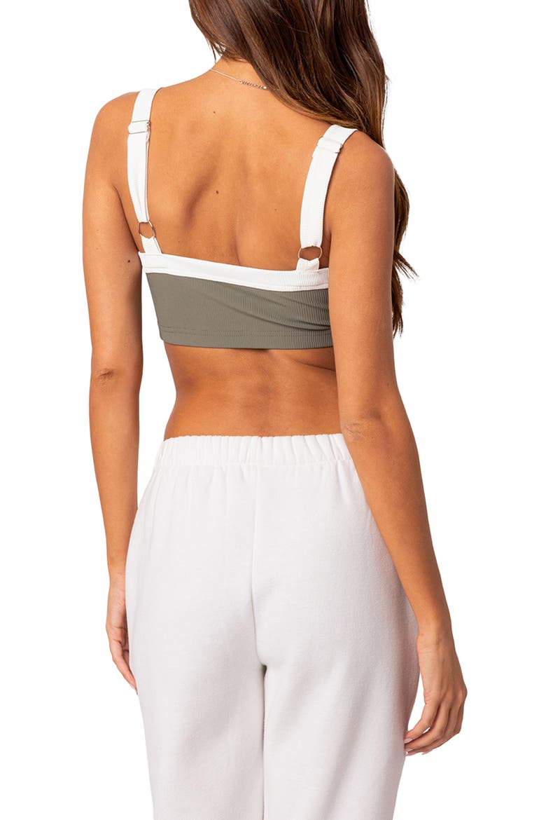 Sariah Ribbed Crop Top Bralette, Alternate, color, OLIVE