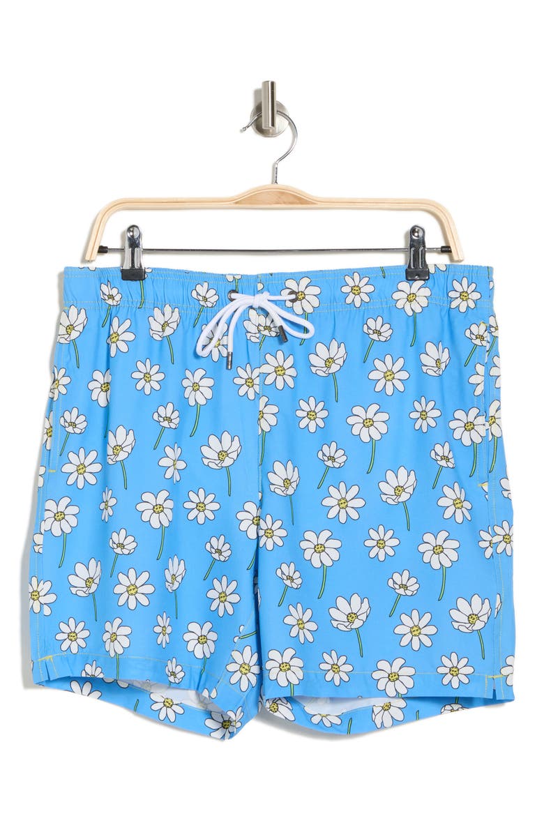 Scattered Daisies Swim Shorts, Alternate, color, POWDER BLUE