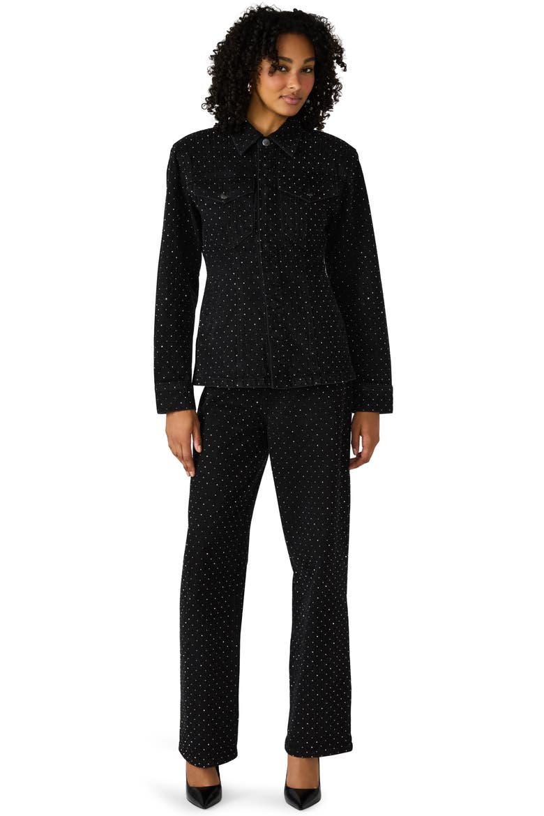 Parc Embellished Denim Jacket, Alternate, color, BLACK