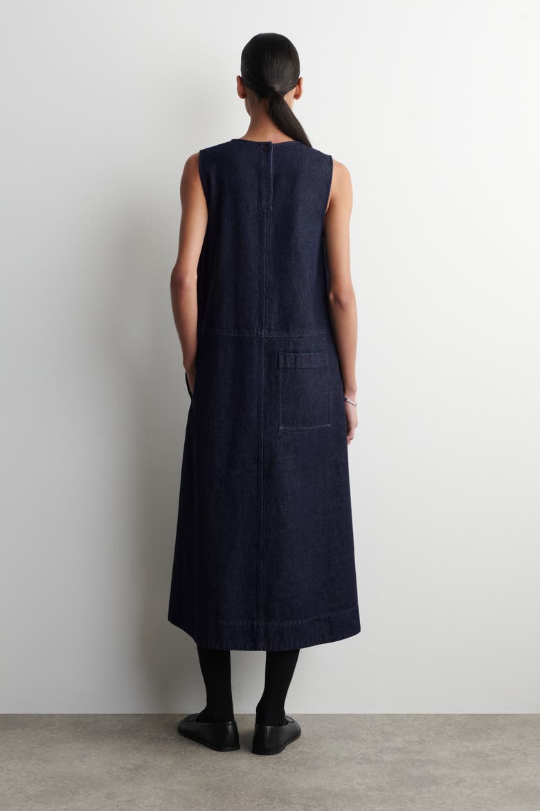 A-Line Denim Midi Dress, Alternate, color, INDIGO