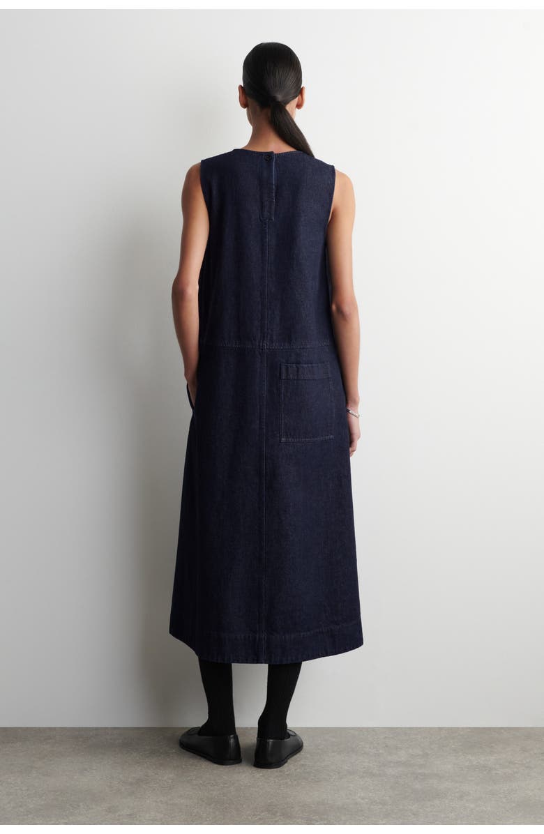 COS A-Line Denim Midi Dress, Alternate, color, Indigo