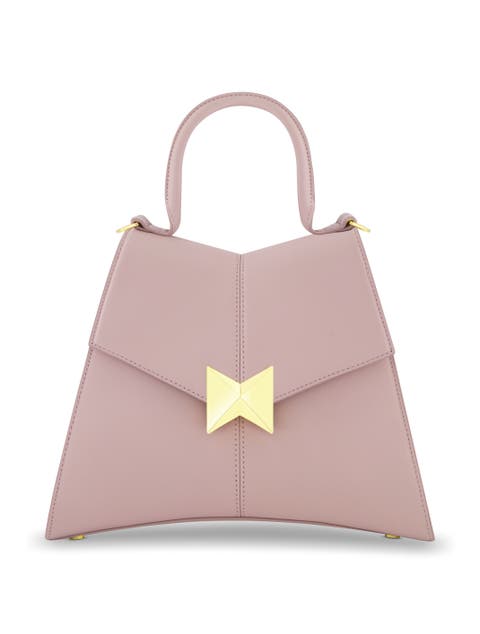 Gold Plated Hardware Angular Leather Handbag