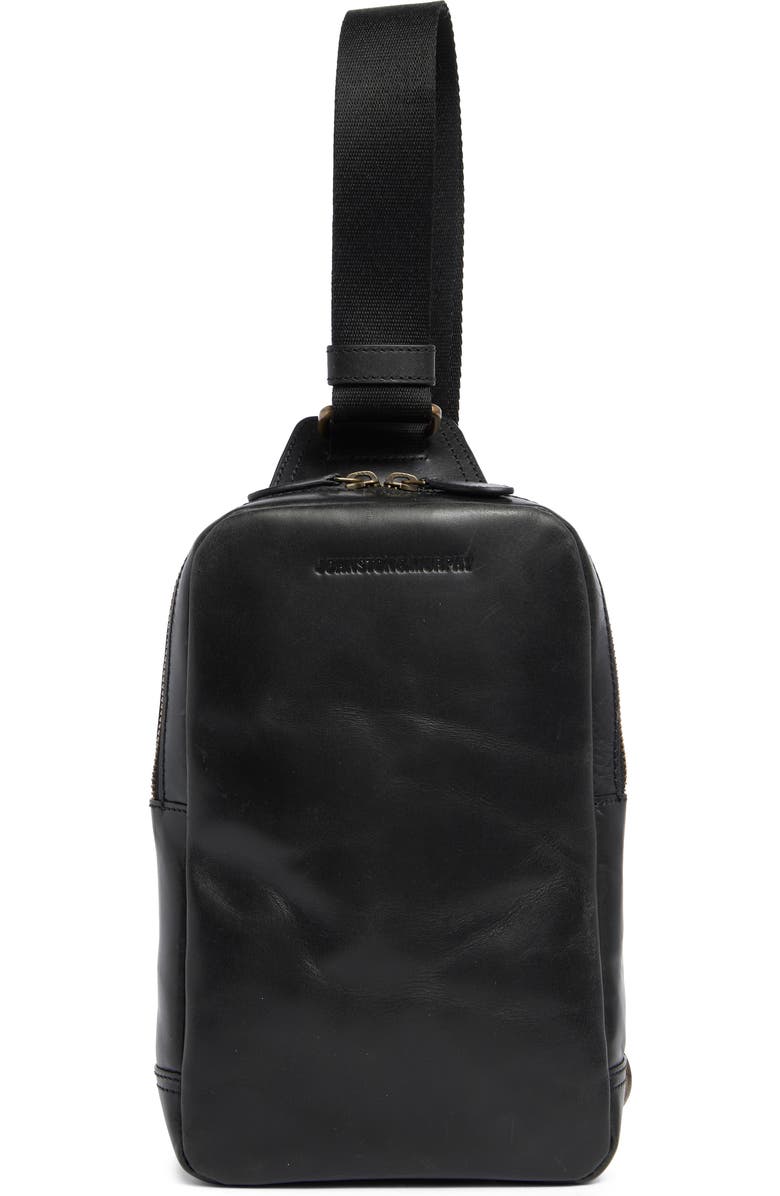 Johnston & Murphy Hunter Glazed Sling Bag, Main, color, Black