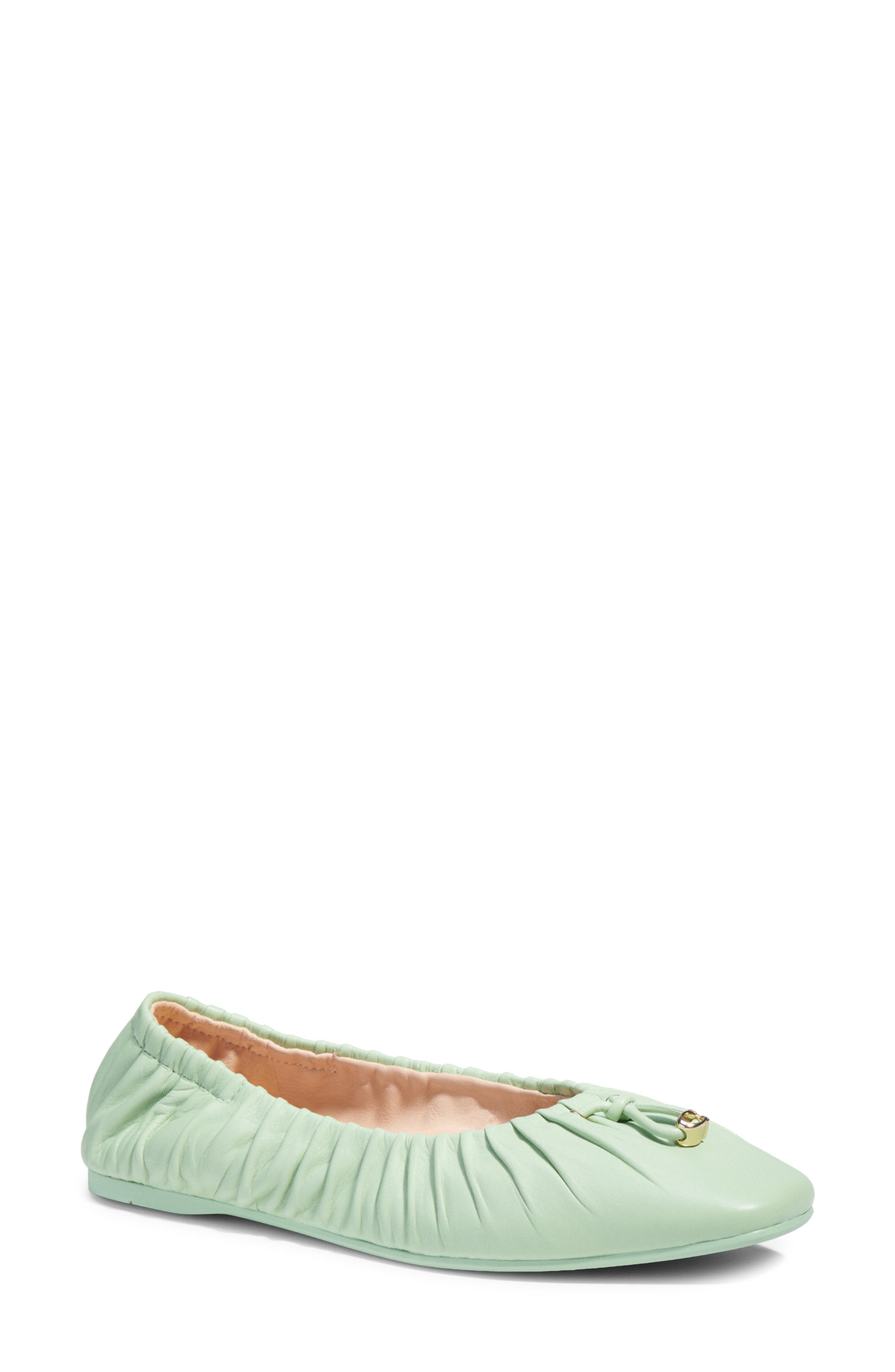 Eleanor Leather Flat, Main, color, PALE PISTACHIO