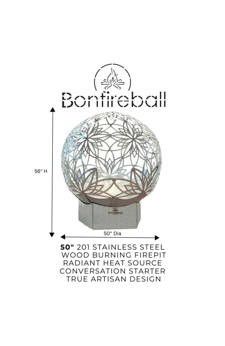 Bonfireball 50" Fire Pit Lotus Base & Cover, Alternate, color,