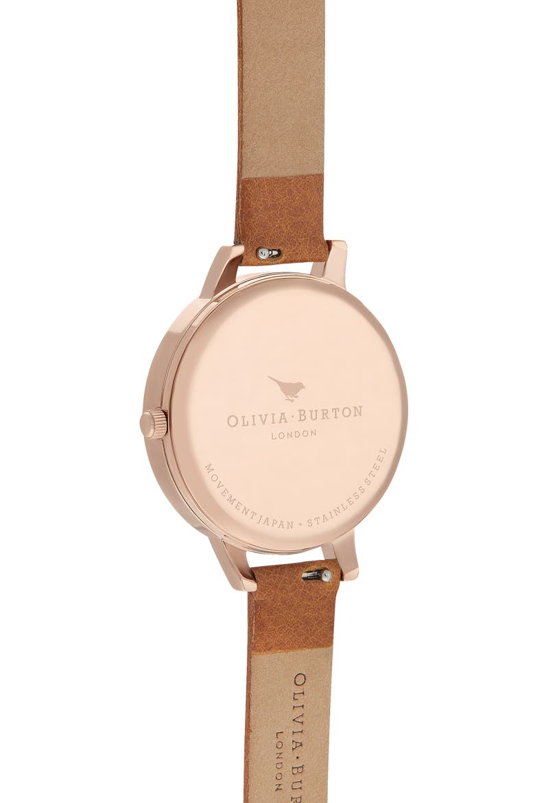 Timeless Leather Strap Watch, 34mm, Alternate, color, HONEY TAN/ WHITE/ ROSE GOLD
