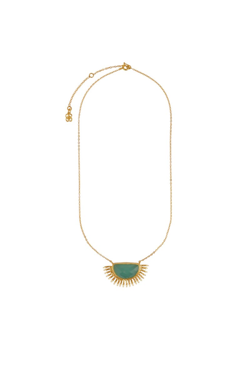 Sunrise Aqua Chalcedony Pendant Necklace, Main, color, Gold