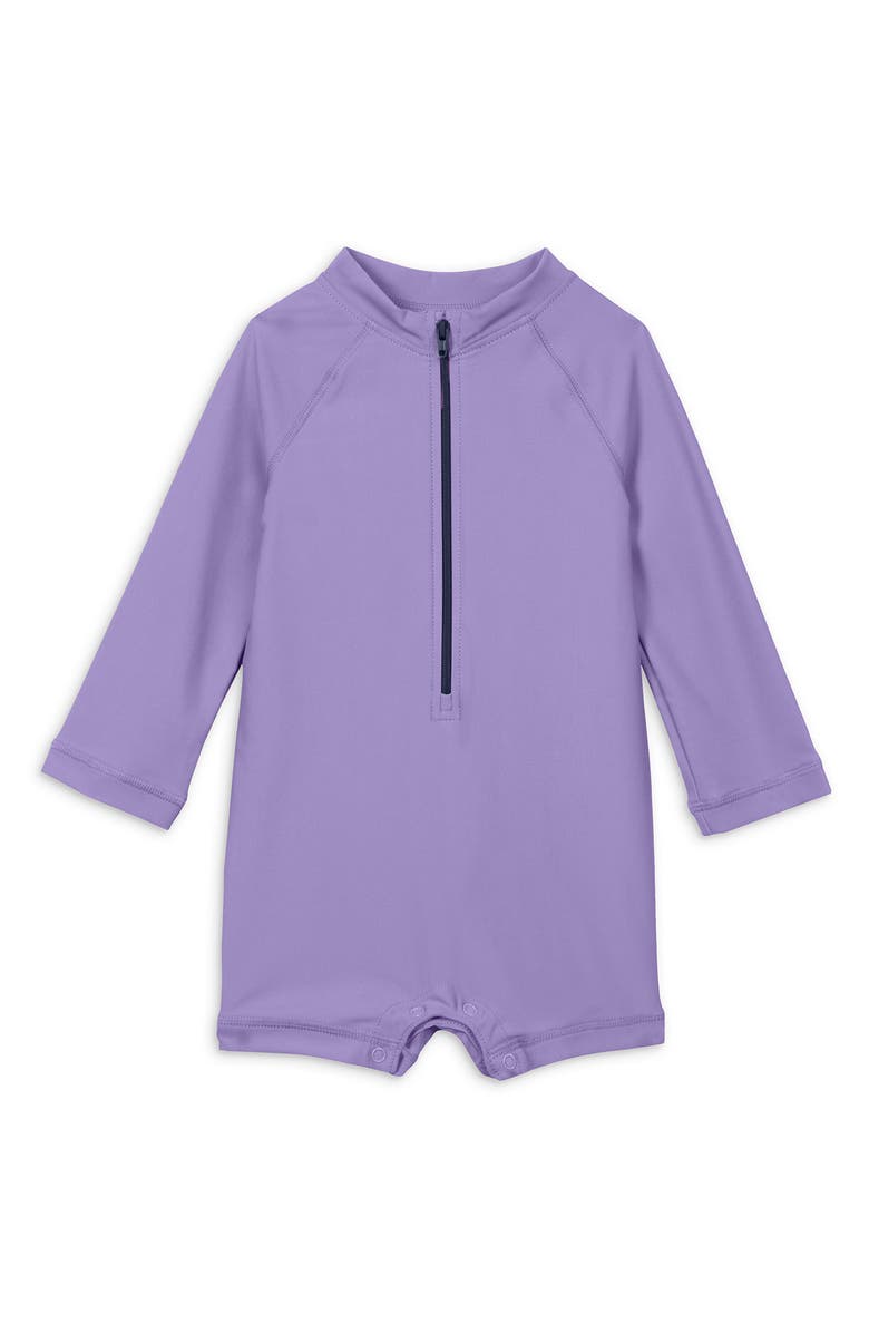 Primary Long Sleeve One-Piece Rashguard Swimsuit, Main, color, Iris