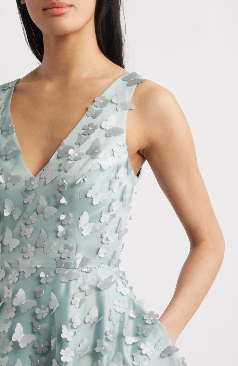 Eliza J Butterfly Appliquè Sleeveless Fit & Flare Midi Dress, Alternate, color, 