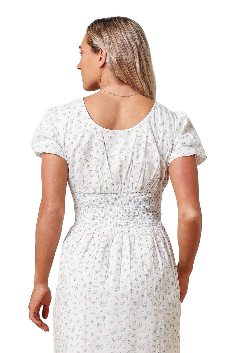 Women's Organic Smocked Waist Dress, Alternate, color, Natural Ditsy Floral