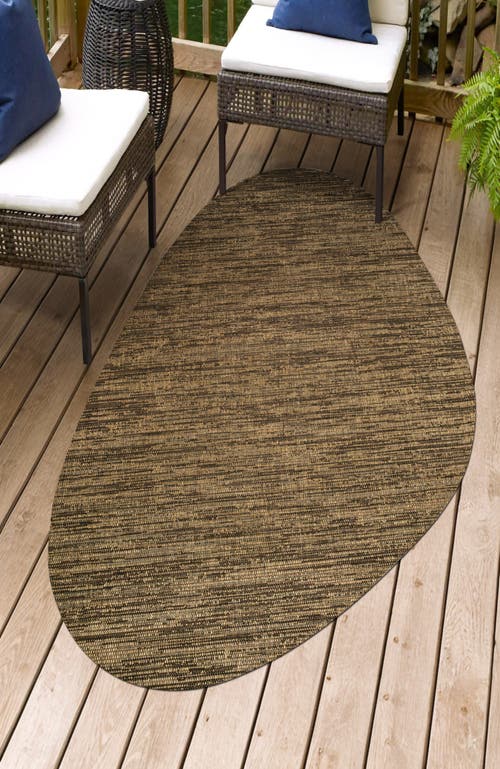 Jonathan Y Callan Modern Rustic Abstract Indoor/outdoor Shaped Area Rug In Brown/black